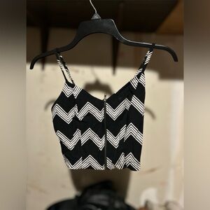 Chevron Patterned Black and White Women's Top
